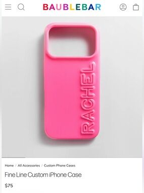 BaubleBar Personalized Pink Fine Line iPhone 17 Case